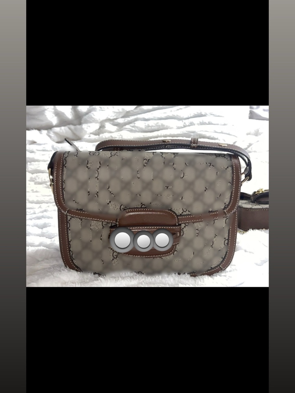 Monogram Canvas Crossbody Bag in Taupe with Brown Trim